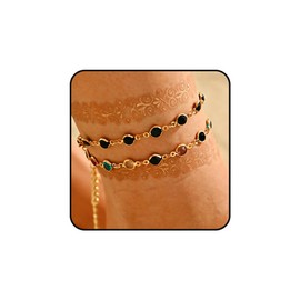 Vakkery Boho Anklet for Women Gold Anklet with Crystal Adjustable Beach Foot Chain Jewellery for Women and Girls, /