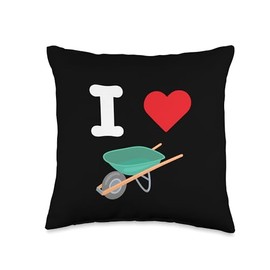 I Love Wheelbarrows Construction Single Wheel Transport Throw Pillow