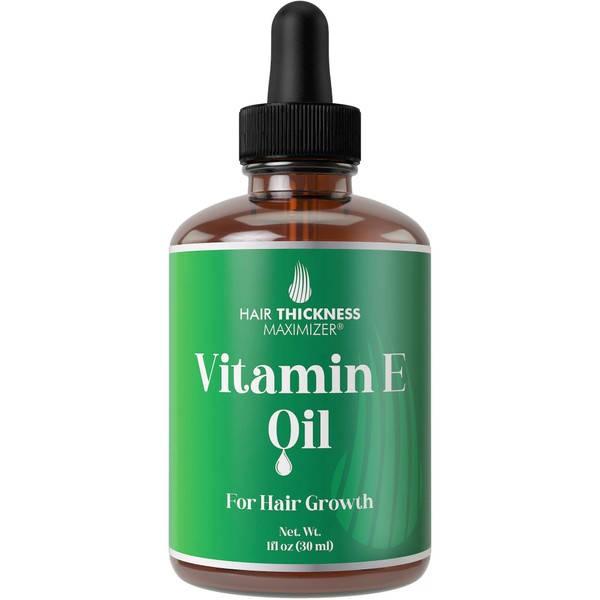 Vitamin E Oil for Hair Growth - Thickening, Moisturizing, Strengthening Serum For Women, Men. Single Ingredient Scalp Treatment For Weak, Dry, Frizzy Hair 1oz
