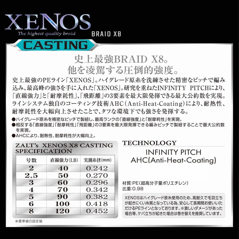Zalt's Z4225L 8-Strand PE Line for Casting XENOS X8 CASTING