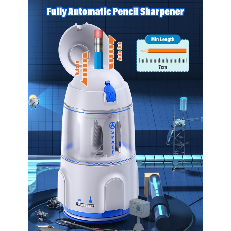 Fully Automatic Electric Sharpener with Auto Stop and Container for