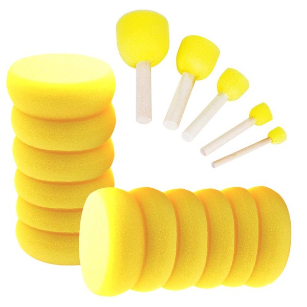 Anyasen Painting Sponge 17 Pieces Synthetic Sponges Round Sponge Set Round Absorbent Sponges Round Sponges Brush Set for Painting Crafts