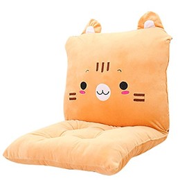 ChezMax Chair Cushion Plush Seat Cushion Back Cushion with Ties Thickened Chair Pads Cartoon Waist Pillow Cushion Decor for Chair Car Office Patio Detachable Big Face Cat