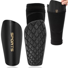 Soccer Shin Guards for Kids Youth Adults, 1 Pair Soccer Shin Pads and 1 Pair Sleeves with Optimized Insert Pocket, Football Protective Tibia Equipment (M)