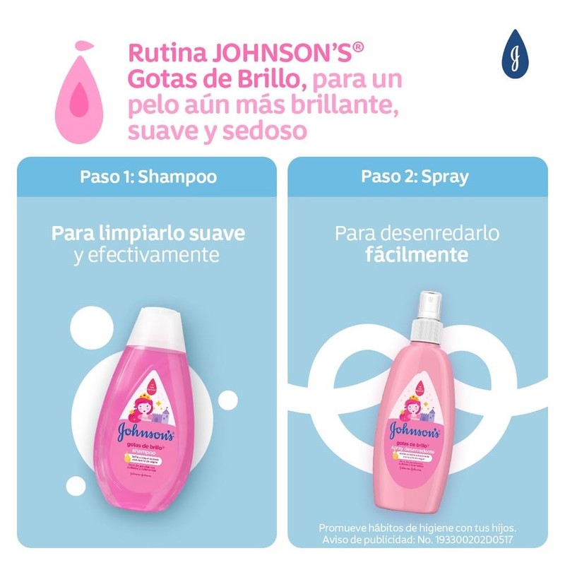 Johnson's Baby Shampoo Johson's Gotas De Brillo 750 Ml, color,