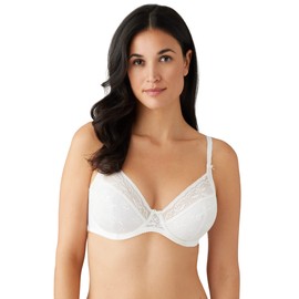 Wacoal Women's Lifted in Luxury Full Figure Lace Unlined Underwire Bra, Egret, 34DD