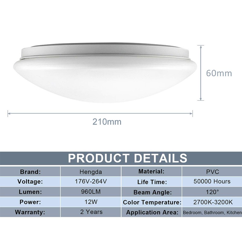 12W Round LED Ceiling Light Waterproof Motion Sensor Ceiling Lamp