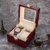 2 Grids Wooden Watch Holder Wristwatch Display Case Jewelry Gift