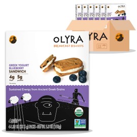 OLYRA Organic Sandwich Biscuits Greek Yogurt & Blueberry-Low Sugar High Fiber Protein Cookies (6 Boxes)
