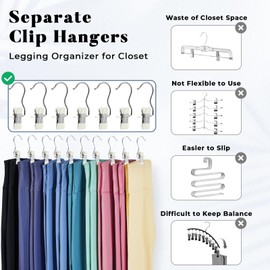 HOUSE DAY Legging and Yoga Pants Hangers with Clips 60 Pack, Closet Organizer Clips, Space Saving Hanging Clips for Hat, Bag, and Home Storage - Ivory