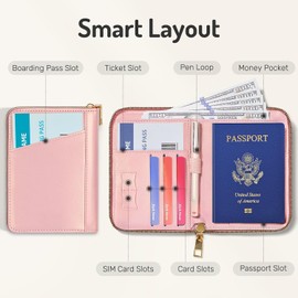 Forvencer Funda Para Pasaporte Con Cierre De Cremallera Seguro, Cartera Premium Para Pasaporte De Viaje, Bonita Funda Para Tarjetas Con Bloqueo Rfid, Accesorios De Viaje Impermeables Para Mujer.
