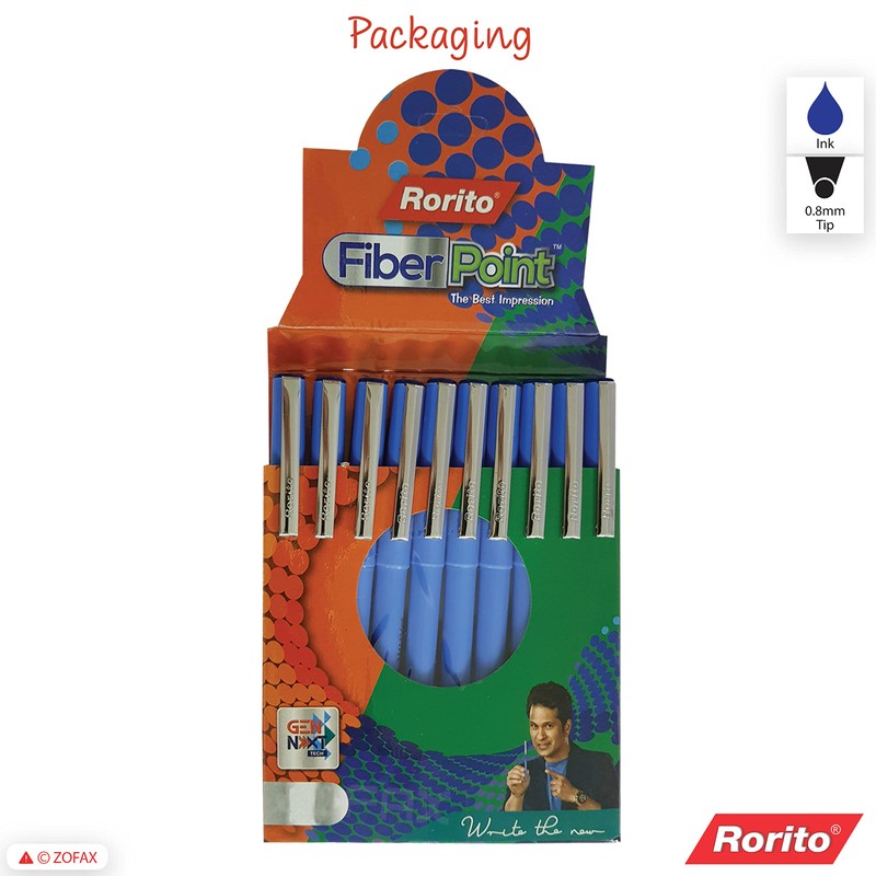 FibrePoint Fineliner Pens, BLUE, Extra Fine Tip (0.5mm), Pack of