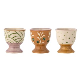 Bloomingville Vincent Egg Cups Set of 3 Pattern Ceramic Brown