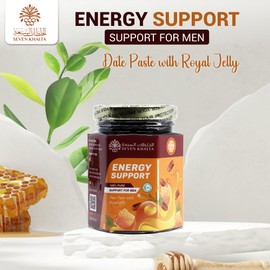 Seven Khalta Energy Support Organic Honey for Men – 8Oz Pure Date Paste with Sidr Honey, Pecan Nuts, Ginger Extract, Black Seed, Royal Jelly – Natural, Halal, Gluten-Free, Delicious and Savory