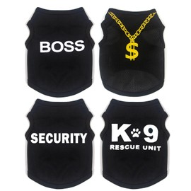 4 Pack Chihuahua Clothes Dog Clothes for Small Dog Black Puppy Clothes Soft K9 Boss Security Small Dog Shirt Summer Autumn Pet Clothing (X-Small)
