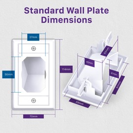 Fosmon Recessed Low Voltage Cable Plate 1 Gang-2 Pack, in Wall Cable Management Kit, Single Gang Cable Pass Through Plates TV Cord Hider for Wall Mounted TV- White