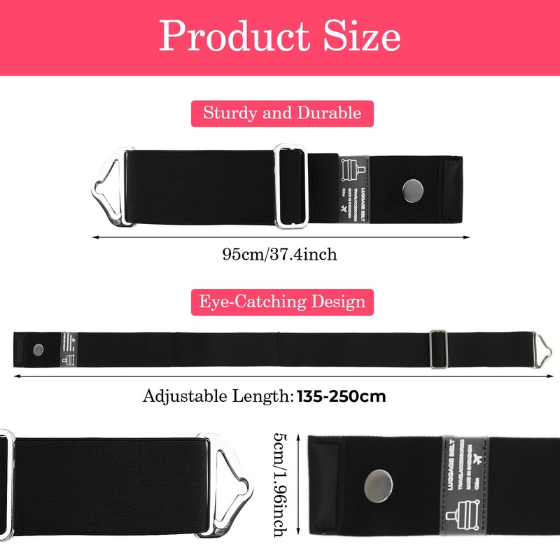 2-in-1 Luggage Straps Travel Belt for Carry On Bag, Elastic