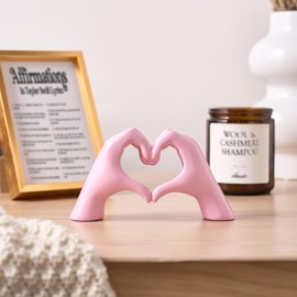 IKISTO Heart Hands Sculpture Decor for Bedroom Living Room Bookshelf, Aesthetic Love Statues Accents Home Office Apartment Farmhouse Desk Table Decoration
