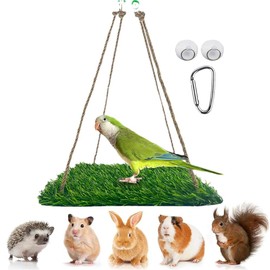 FORZENA Bird Toys Hammock Swing Hanging Bed Portable Grass Pad Climbing Hanging Hammock for Reptile Bearded Dragon Leopard Gecko Lizard Hamster Iguana (Square)