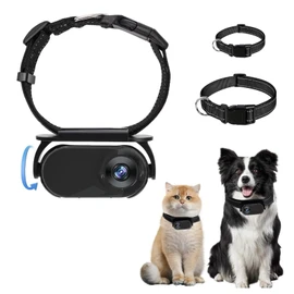 Cat Collar Camera, HD 1080P Pet Camera Collar, 120° Wide Angle Dog Tracker Collar, Mini Sport Action Camera, Portable Body Cam for Video Records, Cats, Dogs, Outdoor, Inoor (Black)