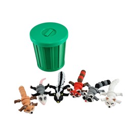 3D Printed Woodland Animal Toys, 6-Piece Set with Articulated Bodies, Mini Collectible Raccoon Fox Skunk Possum Figures (Green)