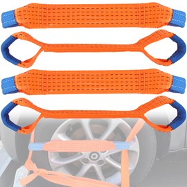 Lashing Straps Car Transport Cross Strap for Lashing Strap Lashing Loops 50 mm Short Wheel Lock Straps Wheel Lock Trailer Tyre Strap Lashing Straps Car Transport Strap Orange Pack of 4