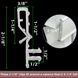 Kowibcl 20 Pcs Hidden Blind Clips 2-1/8 inch Hidden Channel Valance Clips Clear Plastic Valance Retainer Clips for Home Window Blinds