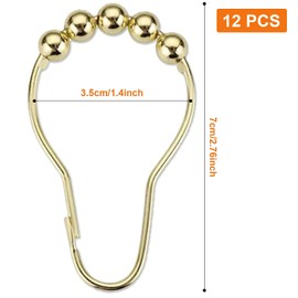 MEISO 12 Unidades Juego de 12 Ganchos para Cortina de baño Acero Inoxidable Cromo Pulido (Gold)