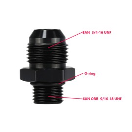 Ucreative 8AN Flare to 6AN ORB Male Fuel Rail Adapter Fitting Black 2Pcs