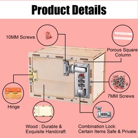 Joalpysm Build Your Own Wooden Box Mechanical Lockbox, Woodwork Kits, Password Bank Lockbox, DIY Making Material, Home Store Locking Storage Wood Box