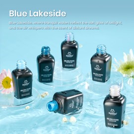 Beetles Gel Nail Polish Set, 6 Colors Spring Gel Polish Shimmer Glitter Chameleon Blue Baby Blue Pearl White Swirl Shell Thread Effect with Nail Art Pen Ice Blue Collection Soak Off UV Gift for Women | beetles Gel Polish