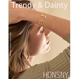 Honsny Gold Initial Bracelets for Women 18K Gold Plated Initial Heart Cuff Bangle Bracelets for Women Non Tarnish Dainty Cute Gold Initial Bracelets for Women Teen Bridesmaid Trendy Gifts Jewelry