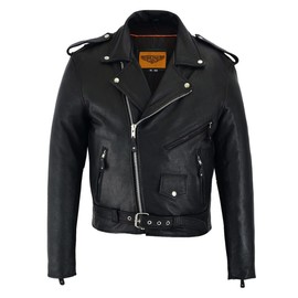 Dream Apparel Leather Motorcycle Jacket for Men Moto Riding Classic Biker Jacket, Black