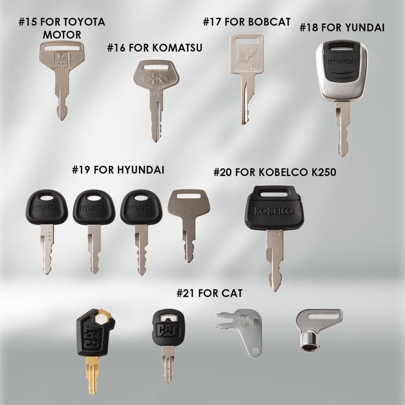 BYPARTSJC 44 Pcs Equipment Keys Master Set,Construction Machinery Key for