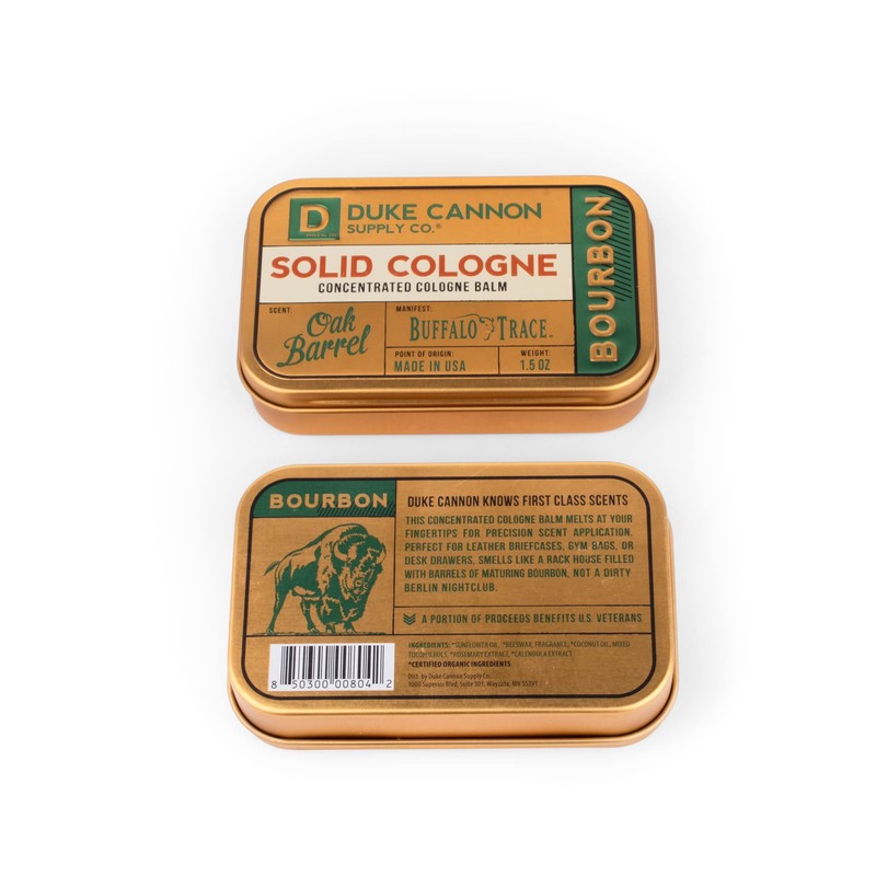 Duke Cannon Supply Co. Solid Cologne for Men Bourbon (Woodsy,