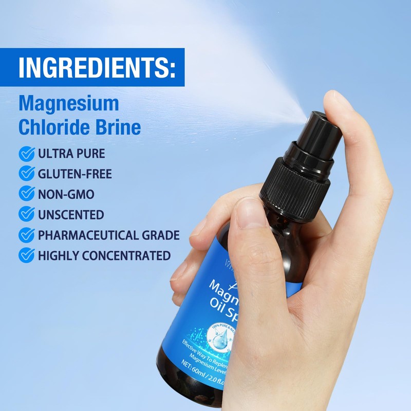 Magnesium Spray, Pure Magnesium Oil Spray for Feet, Natural Ingredient