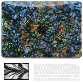 B BELK Compatible with MacBook Air 13 inch Case 2025 2024 2023 2022 M4 M3 M2 A3240 A3113 A2681, Plastic Hard Shell Case for MacBook Air 13.6 inch+Keyboard Cover+Screen Protector, Shiny Abalone Pearl