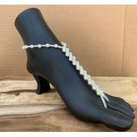 Unbranded Simulated Pearl Beach Wedding Bridal Sandal Anklet