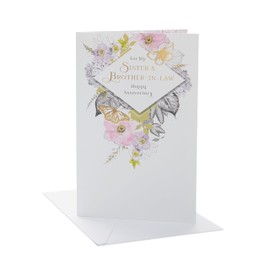 UK Greetings Anniversary Card for Sister & Brother-In-Law - Floral & Butterflies Design