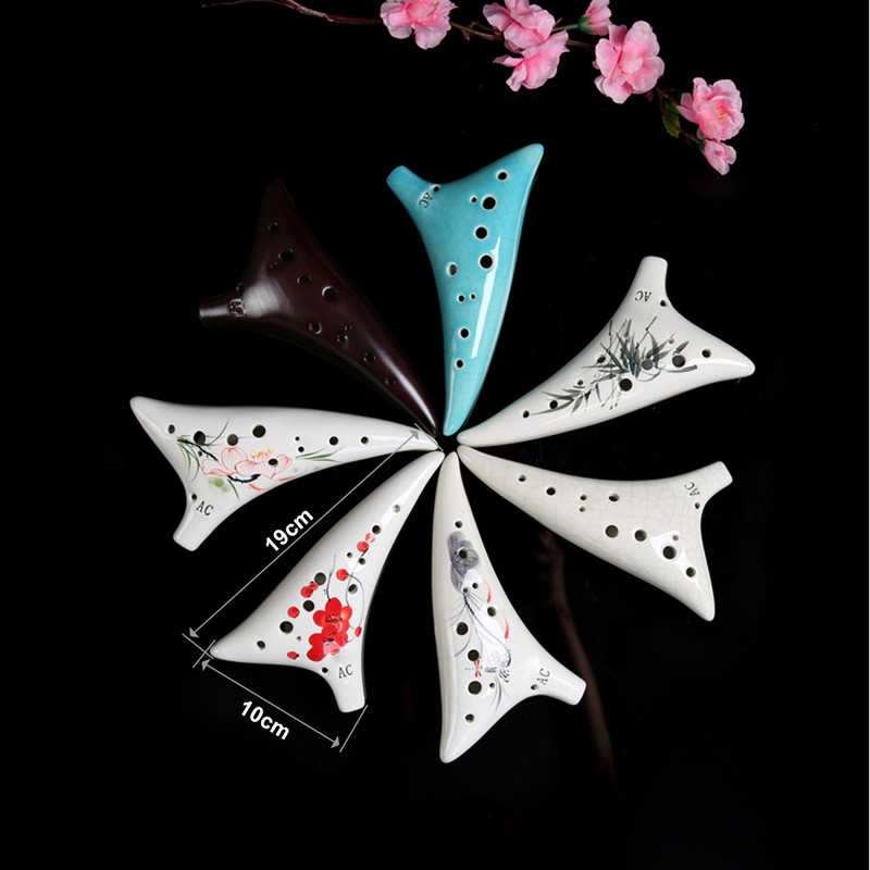 12 Holes Warped-tail Ceramic Ocarina Alto C Hand Painted Musical