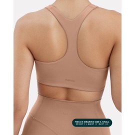 PAVOI ACTIVE Racerback Supportive Sports Bras for Women - High Support Scoop Neck Gym Workout Bra Removable Pads - HiPerform - Small, Sienna