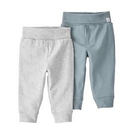 little planet by carter's unisex-baby 2-pack Pants made with Organic Cotton, Blue Creek/Grey, 6 Months