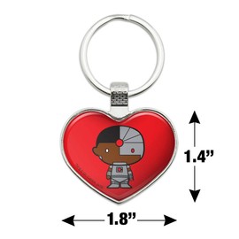 GRAPHICS & MORE Justice League Cyborg Cute Chibi Character Keychain Heart Love Metal Key Chain Ring