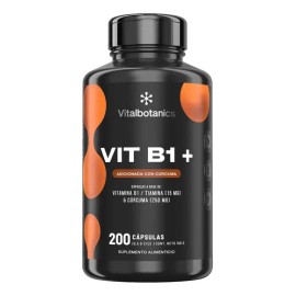 VITAL BOTANICS | Cúrcuma En Cápsulas 250mg Y Vitamina B1 | 200 Cápsulas | Vit B1+ Energía Y Metabolismo | Suplemento Sin Gluten Sin Azúcar