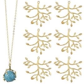 SUNNYCLUE 1 Box 10Pcs Branch Shaped Pendant Holder Brass Prong Pendant Setting Gold Metal Adjustable Leaf Claw Cage Frame Open Charm Bezel for Jewellery Making Necklace Earrings DIY Crafts Supplies