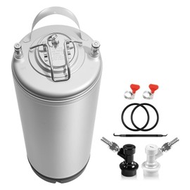 Hgkeke New 5 Gallon Corny Keg- Food Grade Stainless Steel Cornelius Keg with Ball Lock Quick Disconnect Set & Extra Lid Gaskets, Home Brew Beer Keg Equipment for Carbonating & Serving