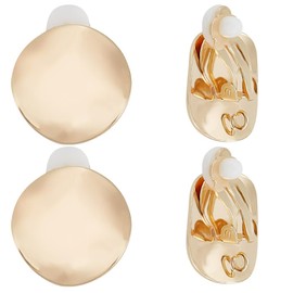 Beebeecraft 10 Stück Clip-On-Ohrringzubehör 18K-Vergoldetes Messing Gedreht Flach Rund Clip-On-Ohrringzubehör Mit 1.8 mm Vertikalen Schlaufen Für Die DIY-Ohrringherstellung von Schmuck