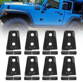 ADTOPI For JK Door Hinge Covers Trim Exterior Accessories Door Hinge Protectors Compatible with Jeep Wrangler JK JKU Sport Rubicon Sahara X Unlimited 2007-2018, ABS Plastic, Black (8PCS)
