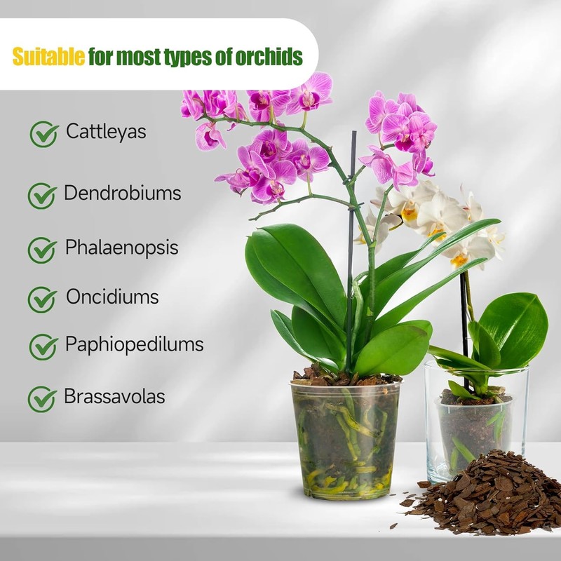 Omitgoter Organic Orchid Potting Mix 1qt, Mixture of Orchid Bark