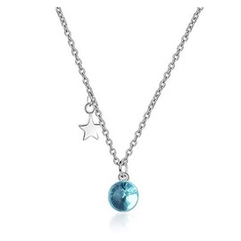 Sterling Silver Star with Crystal Bead Pendant Necklace
